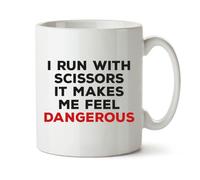 Black Raven Design - I Run with Scissors, It Makes Me Feel Dangerous - Funny Colleague, Joke Student Gift Mug, Ceramic, 11fl oz
