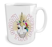 Black Raven Design - Living The Dream | Grinning Unicorn, Ceramic Mug, 11fl oz