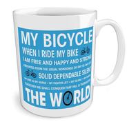 Black Raven Design - My Bicycle - When I Ride My Bike I Am Free and Happy and Strong, Ceramic Mug, 11fl oz