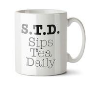 Black Raven Design - S.T.D. Sips Tea Daily - Funny Colleague, Student Gift Mug, Ceramic, 11fl oz