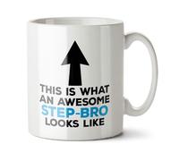 Black Raven Design - This is What an Awesome Step-Bro Looks Like - Sibling Birthday, Brother Appreciation Gift Mug, Ceramic, 11fl oz