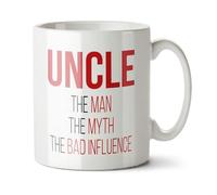Black Raven Design - Uncle, The Man, The Myth, The Bad Influence - Funny Uncles Gift Mug, Ceramic Mug, 11fl oz