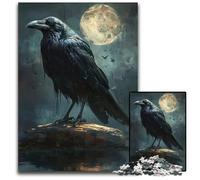 Black Raven Full Moon14 Jigsaw Puzzles for Adults 1000 Piece Paper Jigsaw Puzzles for Adults Ideal And Home Decor 1000 PCS(38x26cm)