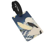 Black Raven Moon Print Luggage Tags for Suitcases, PVC Suitcase Tag with Secure Strap Suitcase Identifier with Privacy Name Card for Travel Bag Tags Personalized Baggage Tag for Women Men