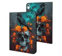 Black Raven On Floral Skull Cute Tablet Case Unisex Slim Hard Protective Cover Compatible with iPad 9th/ 8th/ 7th