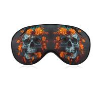 Black Raven On Floral Skull Printed Sleep Mask for Unisex Adult Soft Night Blindfold with Adjustable Strap