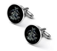 Black Ravens Perched on The Branches Mens Classic Cufflinks Custom Shirt Cuff Links Jewelry Accessories for Business Wedding 0.7" 0.8"