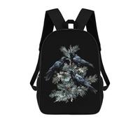 Black Ravens Perched on The Branches Printed 17 Inch Daypack Unisex Shoulder Backpacks Travel Laptop Backpack for Women Men
