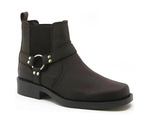 Black Real Leather Cowboy Boots - Ideal For Horse Riding & Biking | Stylish, Chelsea, Retro, Classic Brogues | Closed Toe, Chukka (Brown, UK Footwear Size System, Adult, Men, Numeric, Medium, 12)