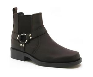 Black Real Leather Cowboy Boots - Ideal For Horse Riding & Biking | Stylish, Chelsea, Retro, Classic Brogues | Closed Toe, Chukka (Brown, UK Footwear Size System, Adult, Men, Numeric, Medium, 8)