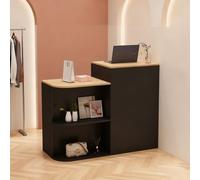 Black Recept Desk - Lockable Front Counter with Ders & Open Sto for Salon, Boutique, Cafe - Slish Retail Recept Fur 80×45×95cm