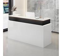 Black Reception Desk with KeyLock Drawer Compact LEDLit Checkout Counter Stylish Computer Station for Clothing Store Modern Reception Furniture
