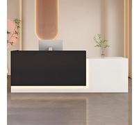 Black Reception Desk with Lockable Drawer Front Desk Counter with Keyboard Tray Wooden Retail Checkout Table 120x60x100cm Modern Reception Counter for Office & Business