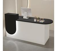 Black Reception Desk with Lockable Drawers & Hidden LED Lighting51.1in Front Counter for Company Halls & Hotel ReceptionsModern Stylish Durable