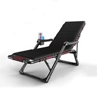 Black Reclining Sun Lounger Chair with Cushions Padded and Footrest for Garden Outdoor Camping Pool Beach Design Folding Sunlounger Recliners Deck Chairs, Max. 160KG