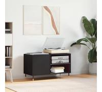 Black Record Cabinet Made of Wood Material with Iron Legs 85 x 38 x 48 cm, Spacious Storage Space for Records, Sturdy Top Plate for Turntables, Modern Industrial Design for Living Room