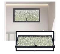 Black Rectangle Replacement Sliding Window with Tempered Glass - Rotatable Metal Sash for Bathroom & Kitchen Flush Mount Design 23.7x15.8in (60x40cm)