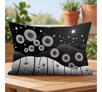 Black Rectangle Waterproof Linen Cushion Covers 40x70cm Set of 1 kdd-7301