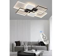 Black Rectangular LED Ceiling Lamp 110W Adjustable with Remote Control Metal Ceiling Light for Indoor Lighting Semi-Recessed Ceiling Light Suitable for Living Rooms,Bedrooms Spaces (Black, Large)