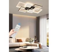 Black Rectangular LED Ceiling Lamp 85W Adjustable with Remote Control Metal Ceiling Light for Indoor Lighting Semi-Recessed Ceiling Light Suitable for Living Rooms,Bedrooms Spaces (Black, Small)