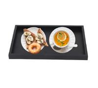Black Rectangular Wooden Serving Tea Tray, Restaurant Service Tray, Non-slip Food Tray Breakfast Coffee Snack Food Solid Wood Tray(22 * 12 * 2cm)