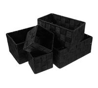 Black Rectangular Woven Storage Basket for Cabinets and Shelves