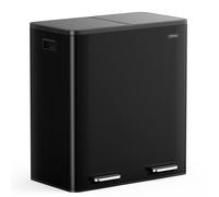 Vonhaus Matte Black Double Bin - 60L, Black
