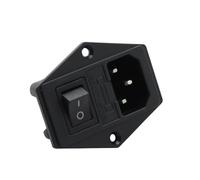 Black Red 10A AC 250V 3 Terminal Power Socket with Fuse Holder Rocker Switch AC Power Cord Inlet Plug Socket IDGTTLDF(2p)