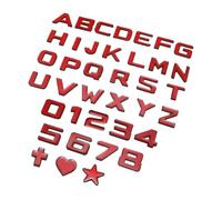 Black Red 3D Metal DIY Letters Alphabet Emblem Numbers English Labeling Car Trunk Logo Sticker Digital Decal Badge(Red,V)
