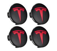 (Black Red) 56mm 4pcs Applicable to Tesla original wheel hub cover Model3 Model Y Model S X wheel hub tire center cover logo car accessories