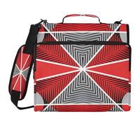 Black Red Abstract Abstract Pattern 1.5 Inch 3 Ringing Binder Zipper with Shoulder Strap & Handle Includes Zip Pocket Portfolio Binder for School and Office