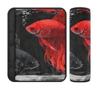 Black Red Betta Fish 2 pcs car seat Strap Pads, Stop seat Belt Cutting into Neck, seat Belt Covers Shoulder Pads for Auto