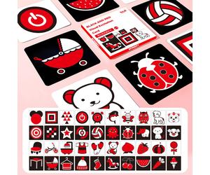 (Black Red, Big Card) High Contrast Baby Flashcard Learning Tummy Time Toys For Newborn Infants Toys Gift