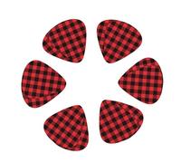 black red buffalo plaid Checkered 12 Pack Guitar Picks Plectrums with Organizer Storage Box, Guitar Picks for Bass Electric Acoustic Guitars Ukulele