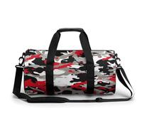 Black Red Camouflage Sport Duffel Bag Gym Bag Weekend Overnight Bag for Travel Camping Hiking Beach 45x23x23cm