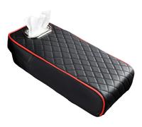 (Black red) Center Console Pad, Armrest Box Cushion, Armrest Cover Cushion with Tissue Holder Box, Car Armrest Pad for Most, Car Interior Accessories
