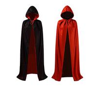 Black Red Cloak Adult Hooded Cloak Double Sided Halloween Cape For Cosplay Rave Halloween Costumes