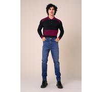 Black Red Colour Block Long Sleeves Polo Shirt Enorsia Black XL