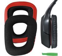 (Black Red) Comfort Mesh Fabric Replacement Ear Pads For Logitech G35 G430 G432 G332 G930 F450 Headphones Ear Cushions Headset Earpads Ear Cups Repair Part