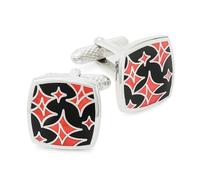 Black & Red Cufflinks - Onyx Art CK473 Stars/Diamonds Men's Novelty Cuffs In Premier Life Packaging