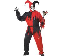Black & Red Evil Jester Costume Adult Plus XX-Large 48-52