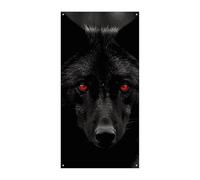 Black Red Eyed Wolf Door Cover Spring Summer Hanging Flag Porch Sign Outdoor Seasonal Holiday Yard Decor for Front Door and Porch