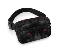 Black Red Eyed Wolf Fanny Pack for Women Men Waist Bag Belt Bag Adjustable Casual Bag for Travel Sports Hiking, white, 7.9x5.1inches