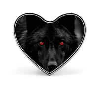 Black Red Eyed Wolf Heart Pin, 1 Inch Metal Love Lapel Pins - Lightweight, Smooth Edges, Versatile Badge Brooch for Jackets, Shirts, Bags, Gifts for Friends, Family
