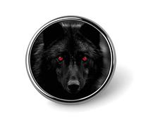 Black Red Eyed Wolf Round Badge for Men Women, Durable & Stylish Lapel Pins, Lightweight Metal Badges for Shirts, Jackets, Hats