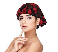Black Red Flower Snake Print Satin Silk Bonnet for Sleeping Women, Adjustable Double Layer Satin Hair Bonnet Night Sleep Cap for Curly Hair