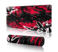 Black Red Gaming Mouse Pad Large,Anime Mouse pad Gaming Desk Mat Desk Accessories,31.5 x 11.8Inch Computer Mouse Pads for Desk,Extended Desk Pad XL Mousepad with 3mm Non-Slip Base and Stitched Edge