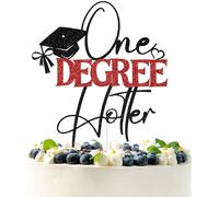 Black & Red Glitter One Degree Hotter Cake Topper, Hotter By One Degree/Congrats Grad, 2026 Senior College Graduation Party Decorations Supplies