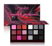 Black Red Goth Smokey Eyeshadow Palette Makeup-18 Colors Gray Silver Pink Burgundy Matte Shimmer Metallic Dark Eye Shadow Pallet for Christmas Halloween Clown Vampire Joker SFX Cosplay Costume Make Up