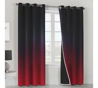 Black Red Gradient Blackout Curtains for Living Room Bedroom, Modern Ombre Eyelet Thermal Window Treatments 54 Drop - 2 Panels 46 x 54 Inch, Home Decor pw&71